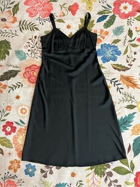 sofia by sofia vergara Black Satin Midi Slip Dress